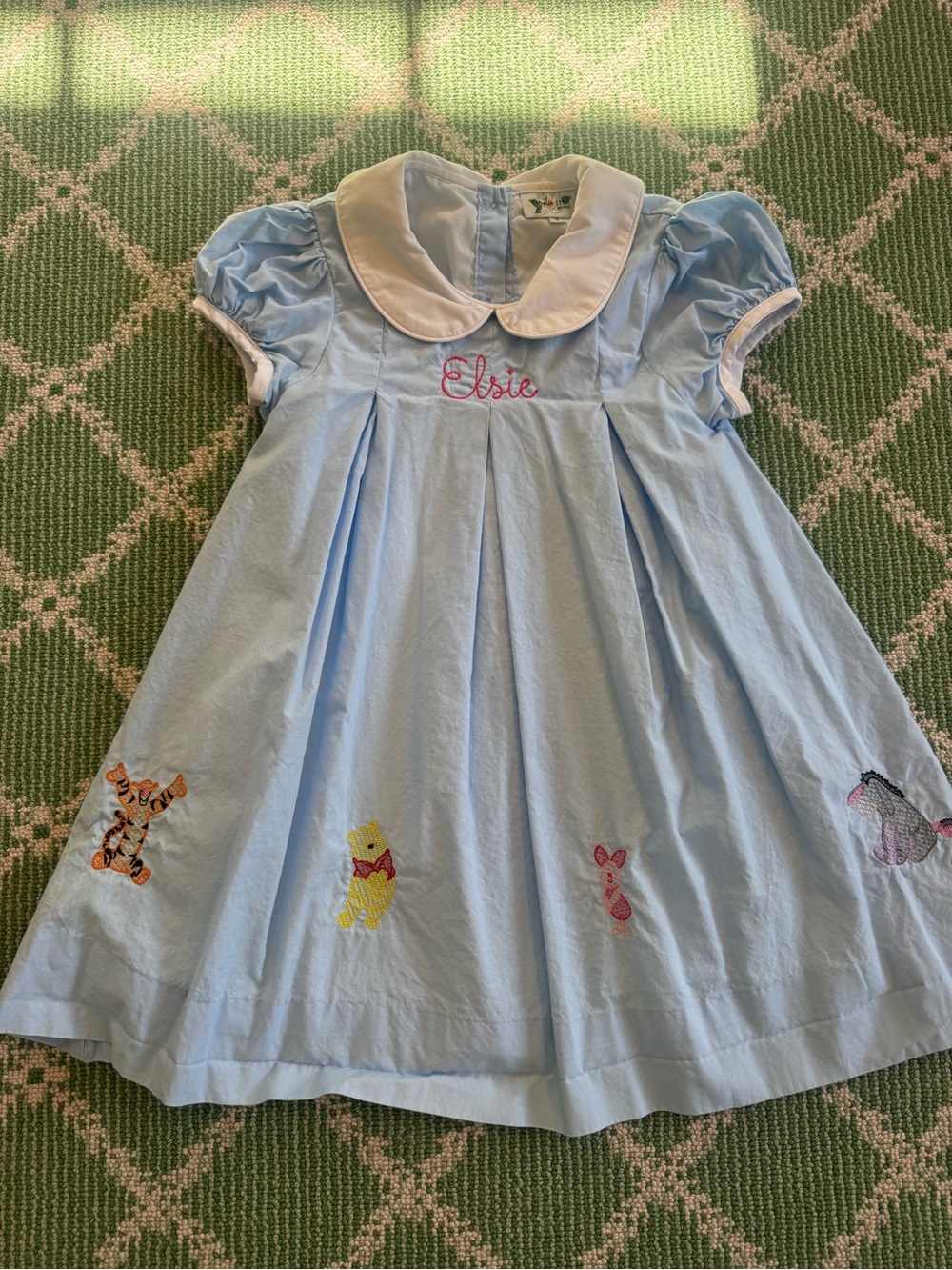 Light Blue Embroidered Winnie the Pooh Dress with Elsie